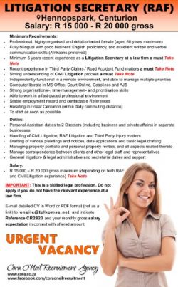 Centurion: RAF LITIGATION SECRETARY 