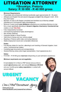 Brooklyn, Pretoria: LITIGATION ATTORNEY