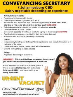 Johannesburg: CONVEYANCING SECRETARY